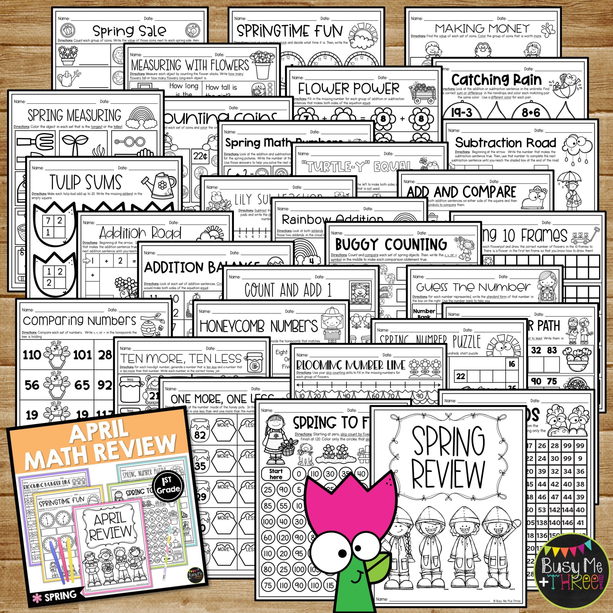 1st Grade Spring Math Review No Prep Printables - Teaching Ideas Made Easy