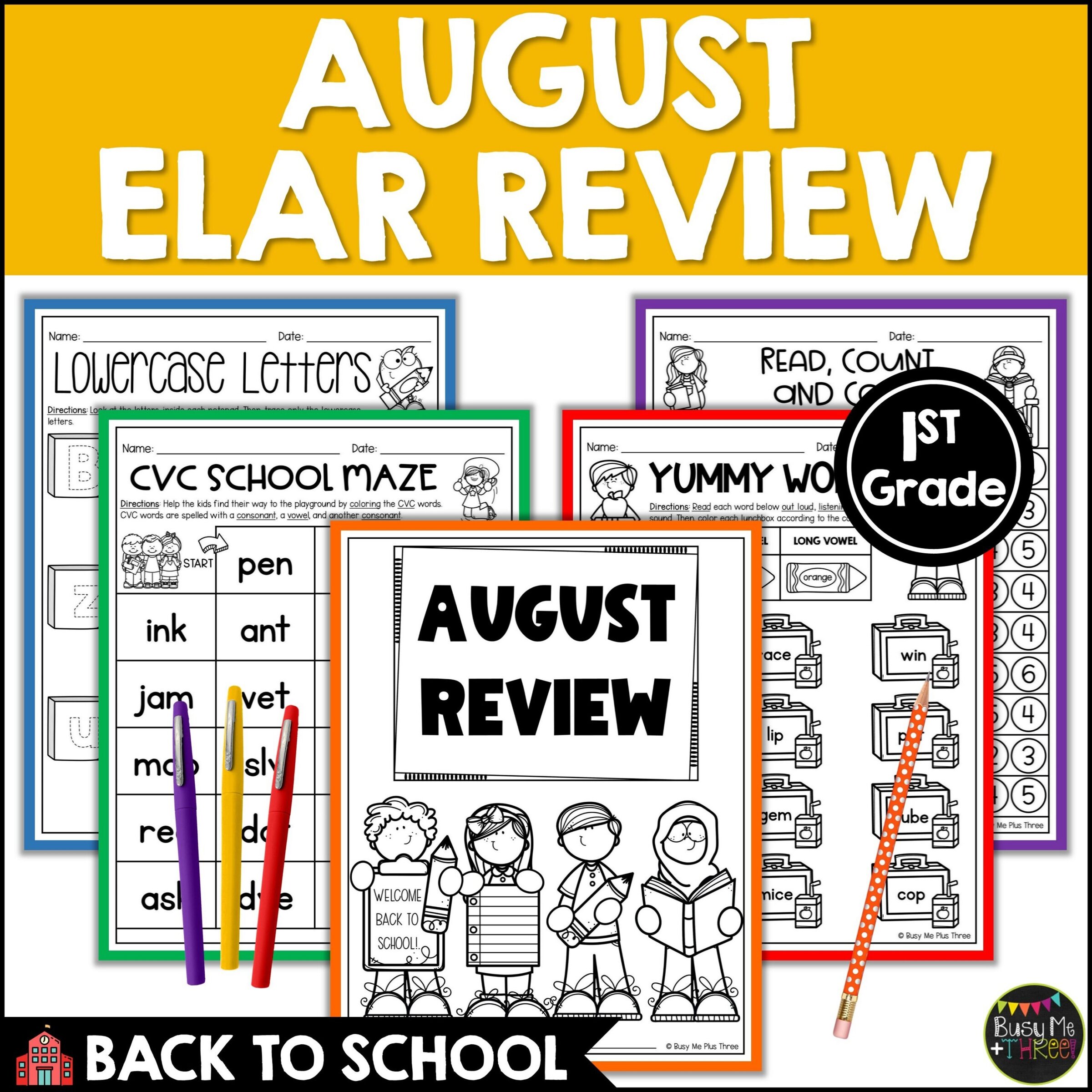 1st Grade Back to School ELA Review No Prep Printables