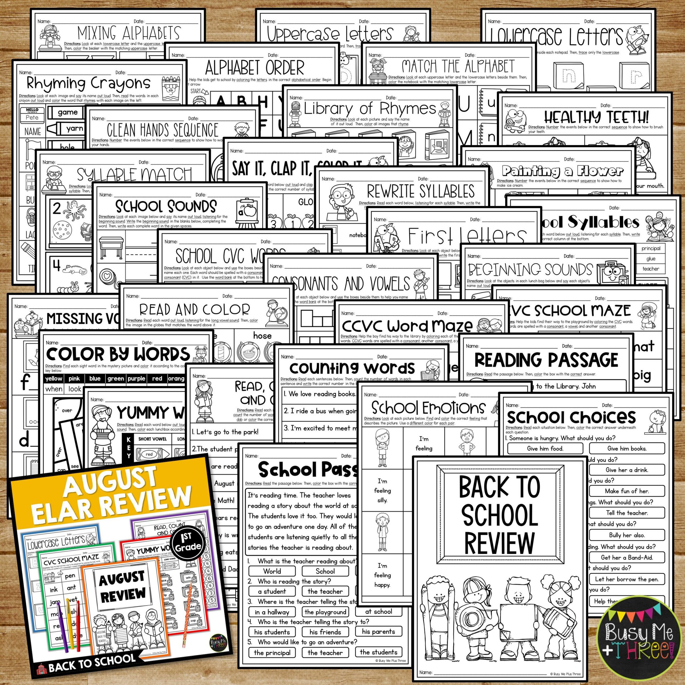 1st Grade Back to School ELA Review No Prep Printables - Image 2