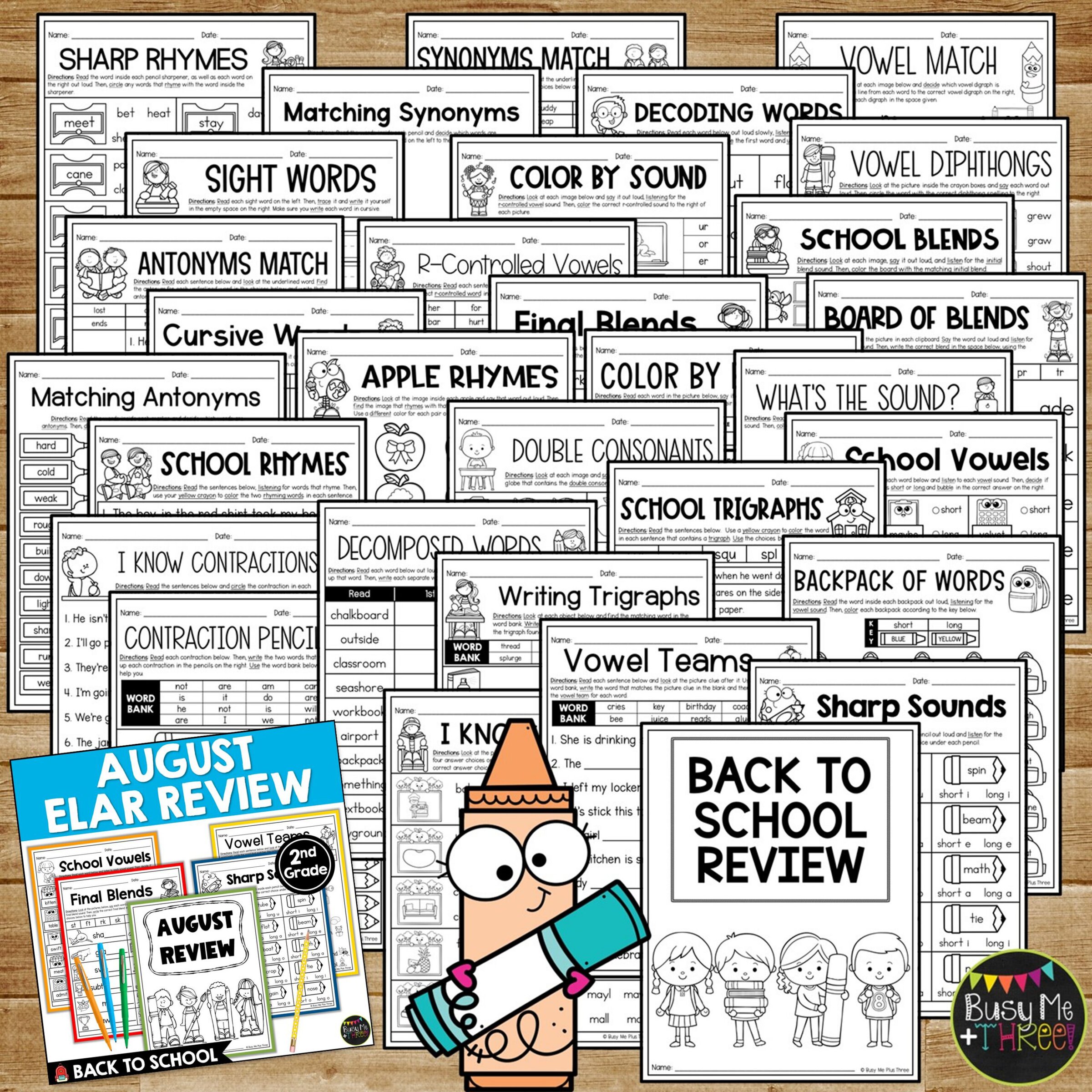 2nd Grade Back to School ELA Review No Prep Printables - Image 2