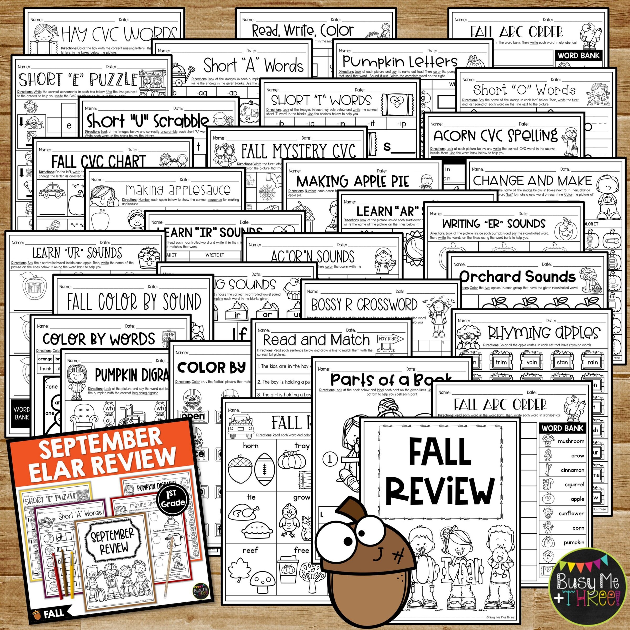 1st Grade Fall ELA Review No Prep Worksheets September - Image 2