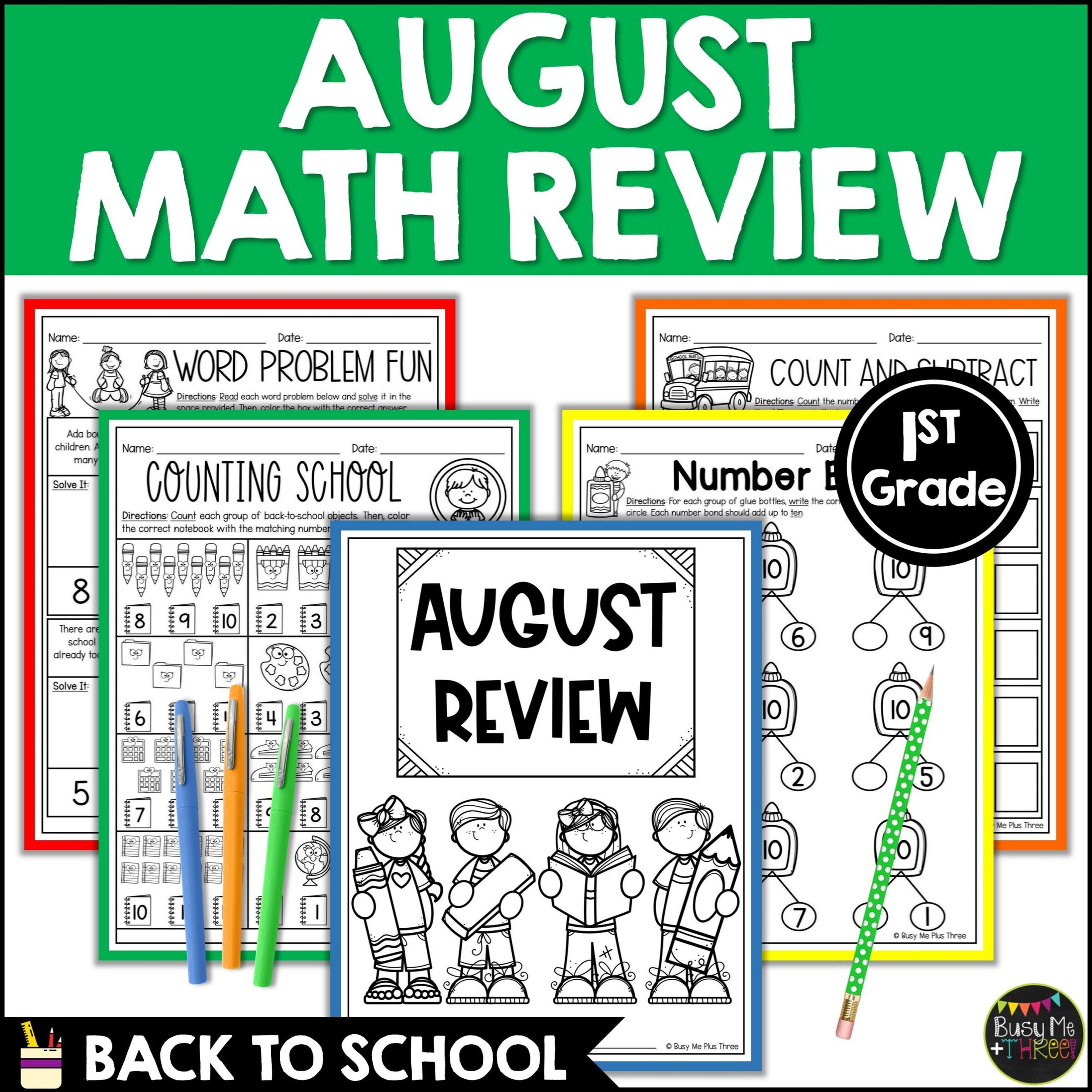 1st Grade Back to School Math Review No Prep Printables - Teaching ...
