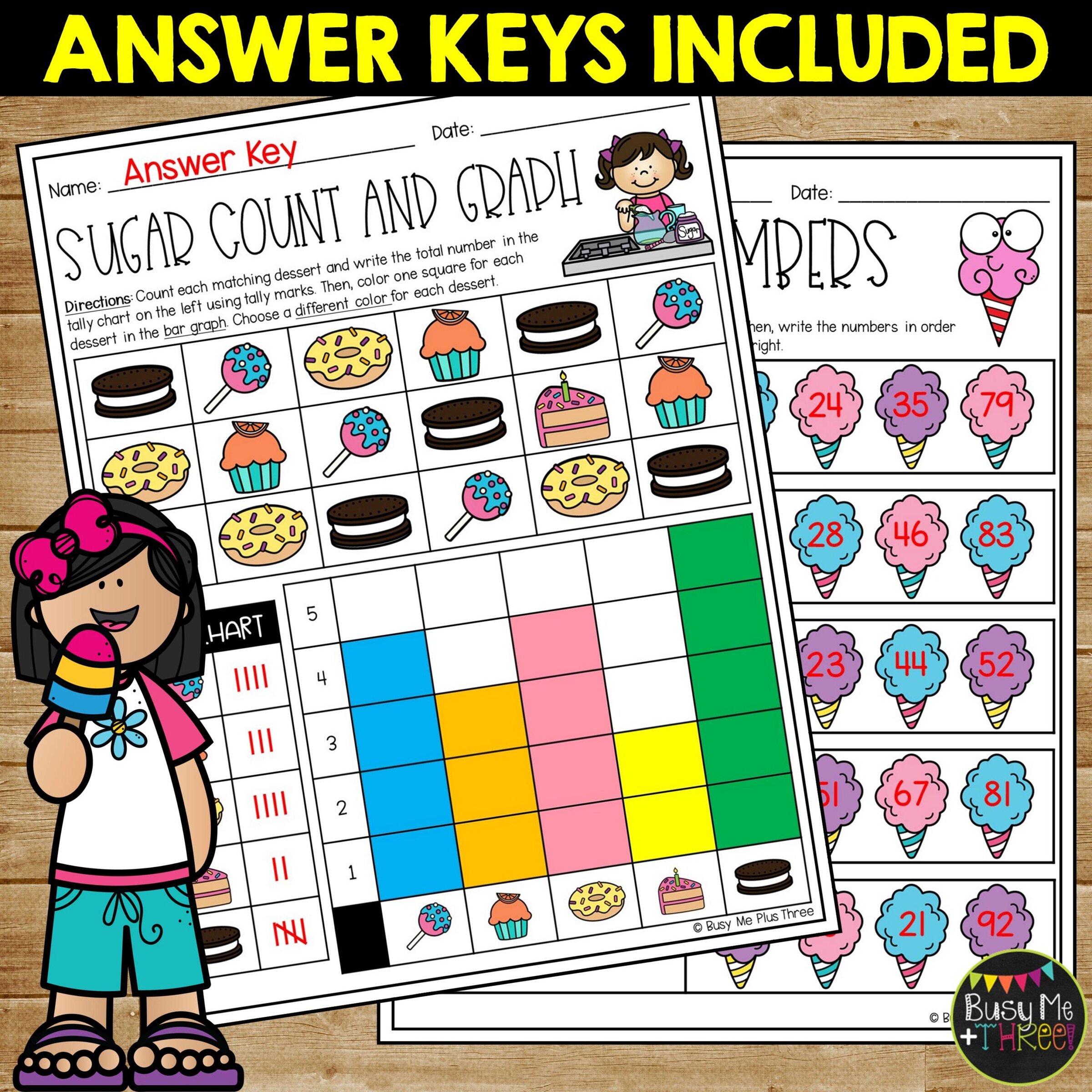 1st Grade Math No Prep June Sweets Review Worksheets - Teaching Ideas ...