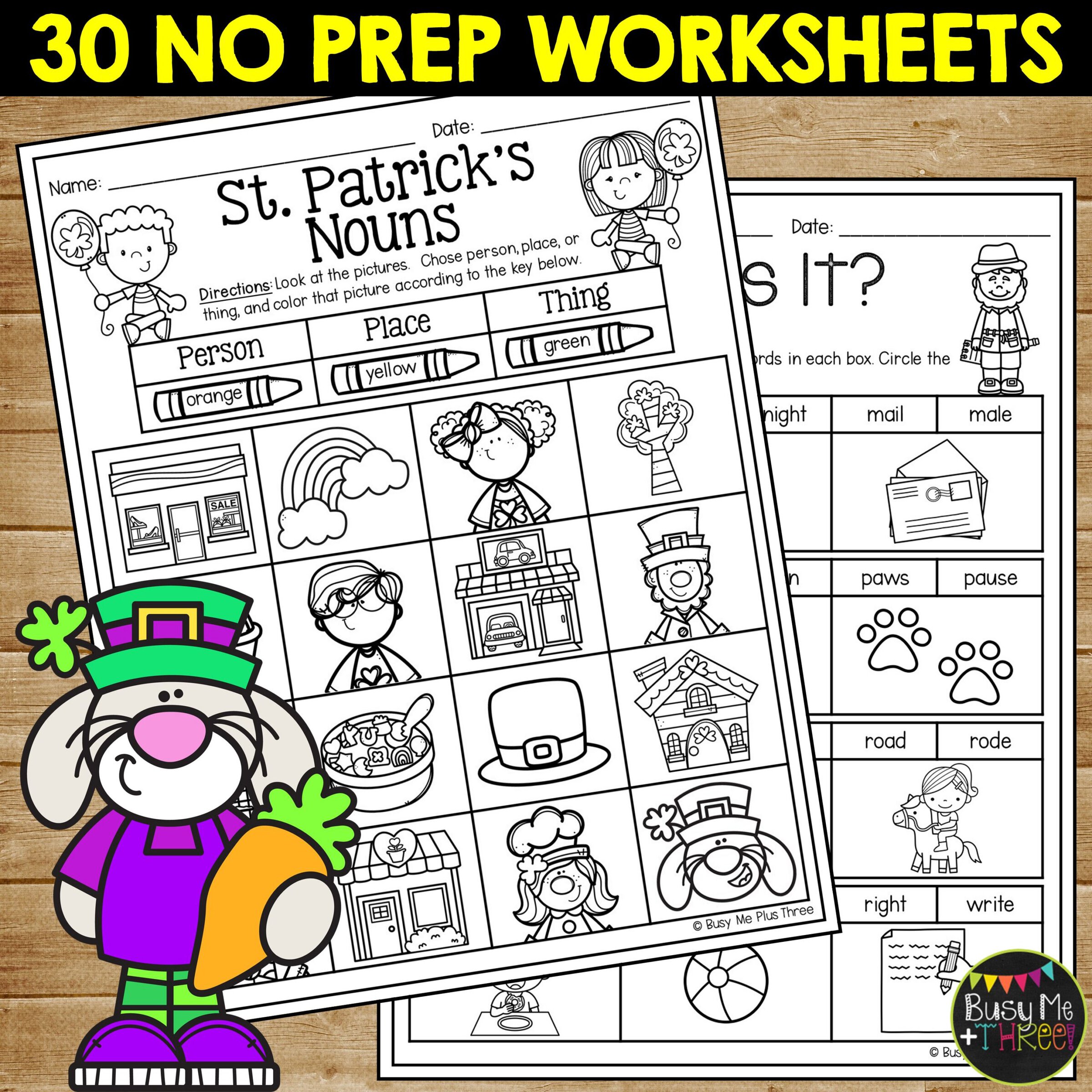 1st Grade St. Patrick's Day ELA Review No Prep Worksheets - Image 3