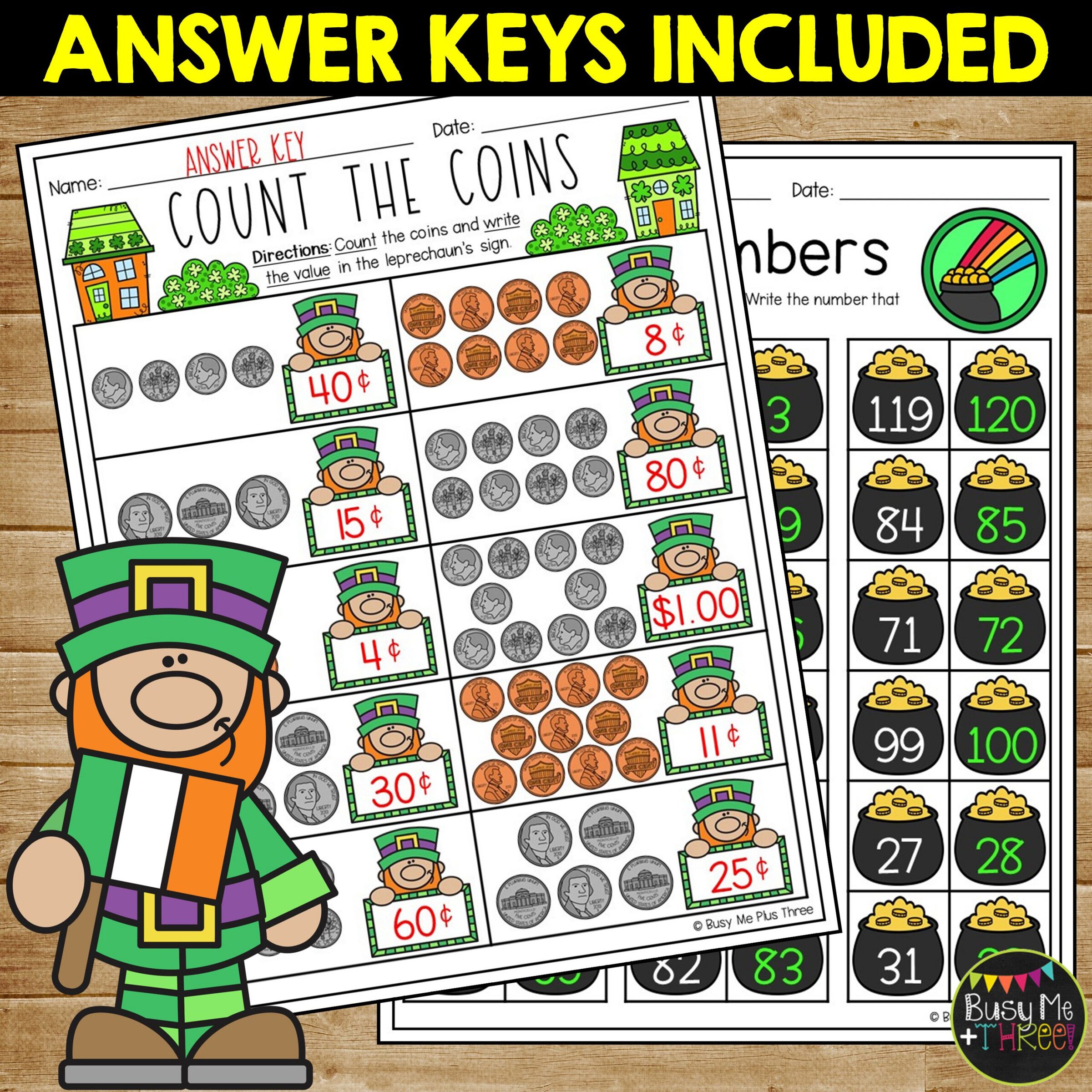1st Grade St. Patrick's Day Math No Prep Worksheets - Teaching Ideas ...