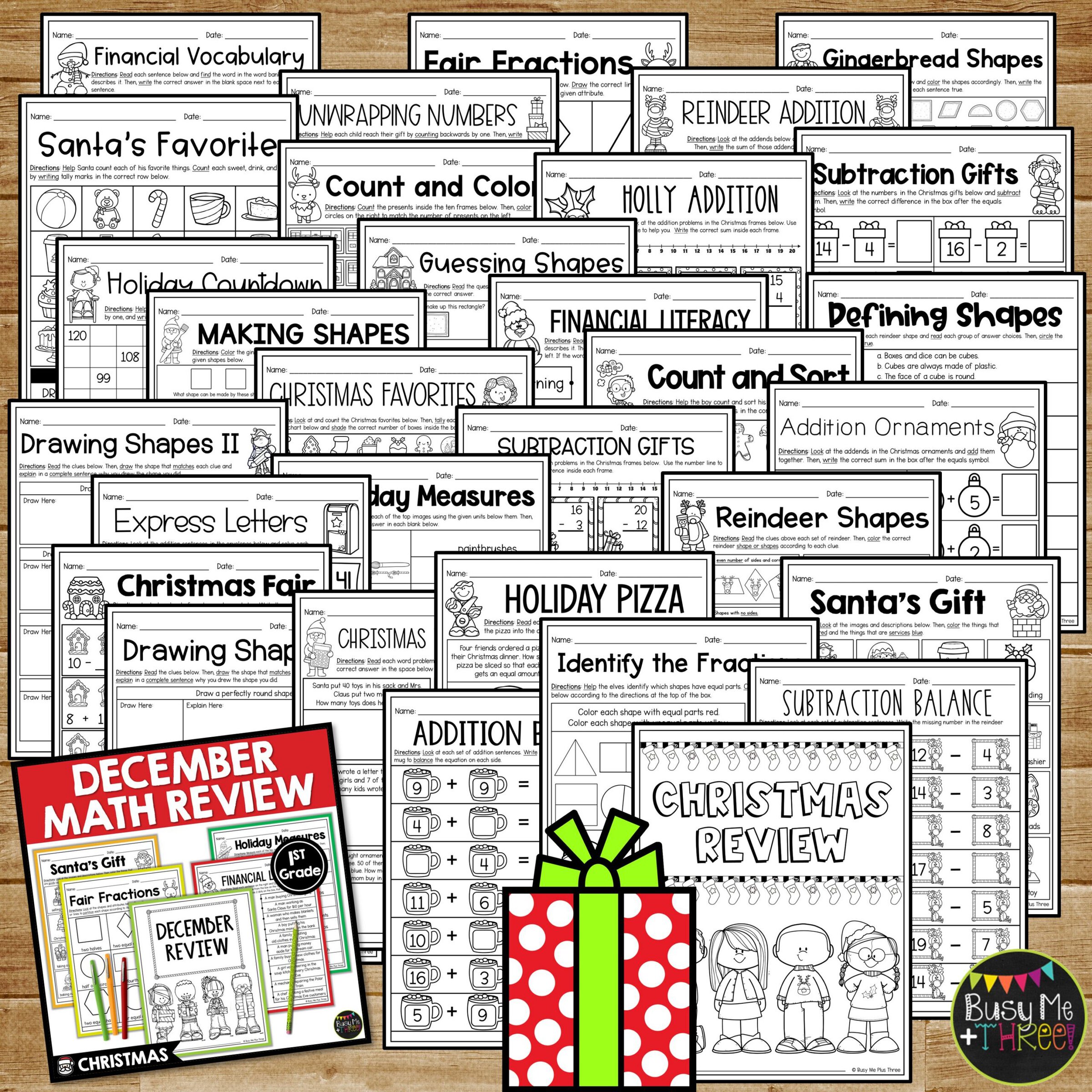 1st Grade Christmas Math No Prep Worksheets December - Teaching Ideas ...