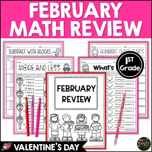 1st Grade Valentine's Day Math No Prep Worksheets - Teaching Ideas Made ...
