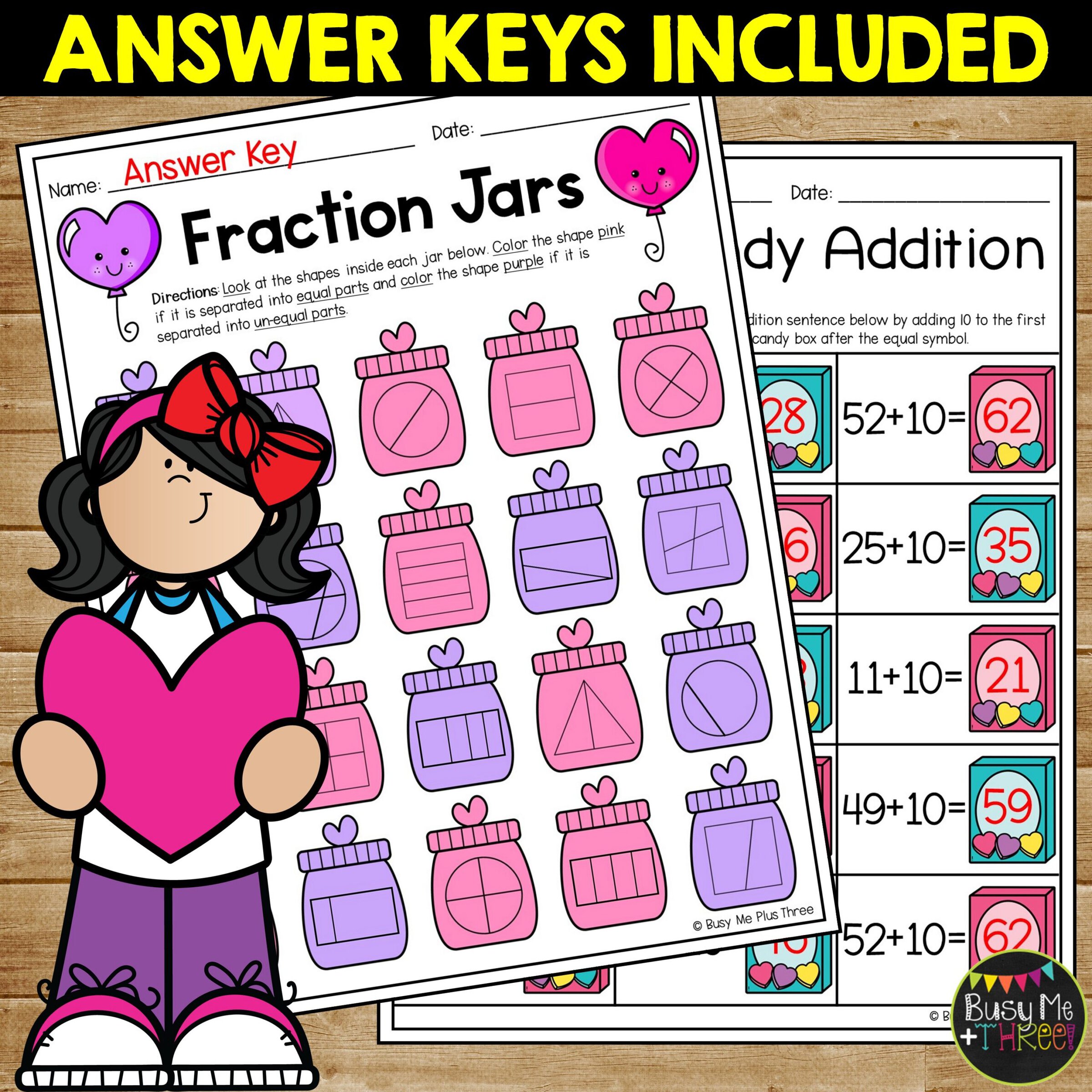 1st Grade Valentine's Day Math No Prep Worksheets - Image 4
