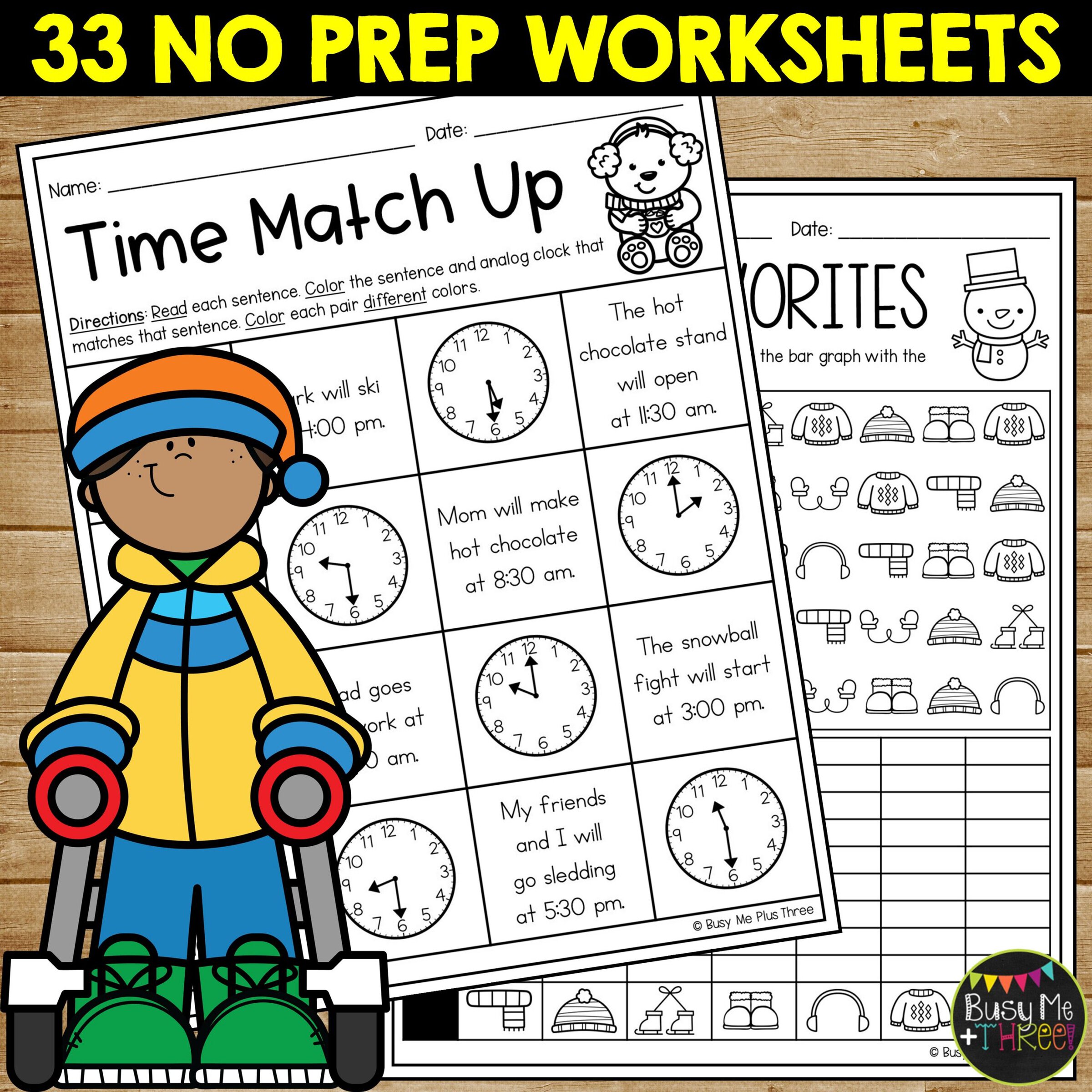 1st Grade Winter Math No Prep Worksheets January - Image 3