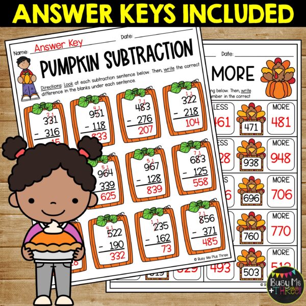 2nd Grade Thanksgiving Math No Prep Printables November - Teaching ...