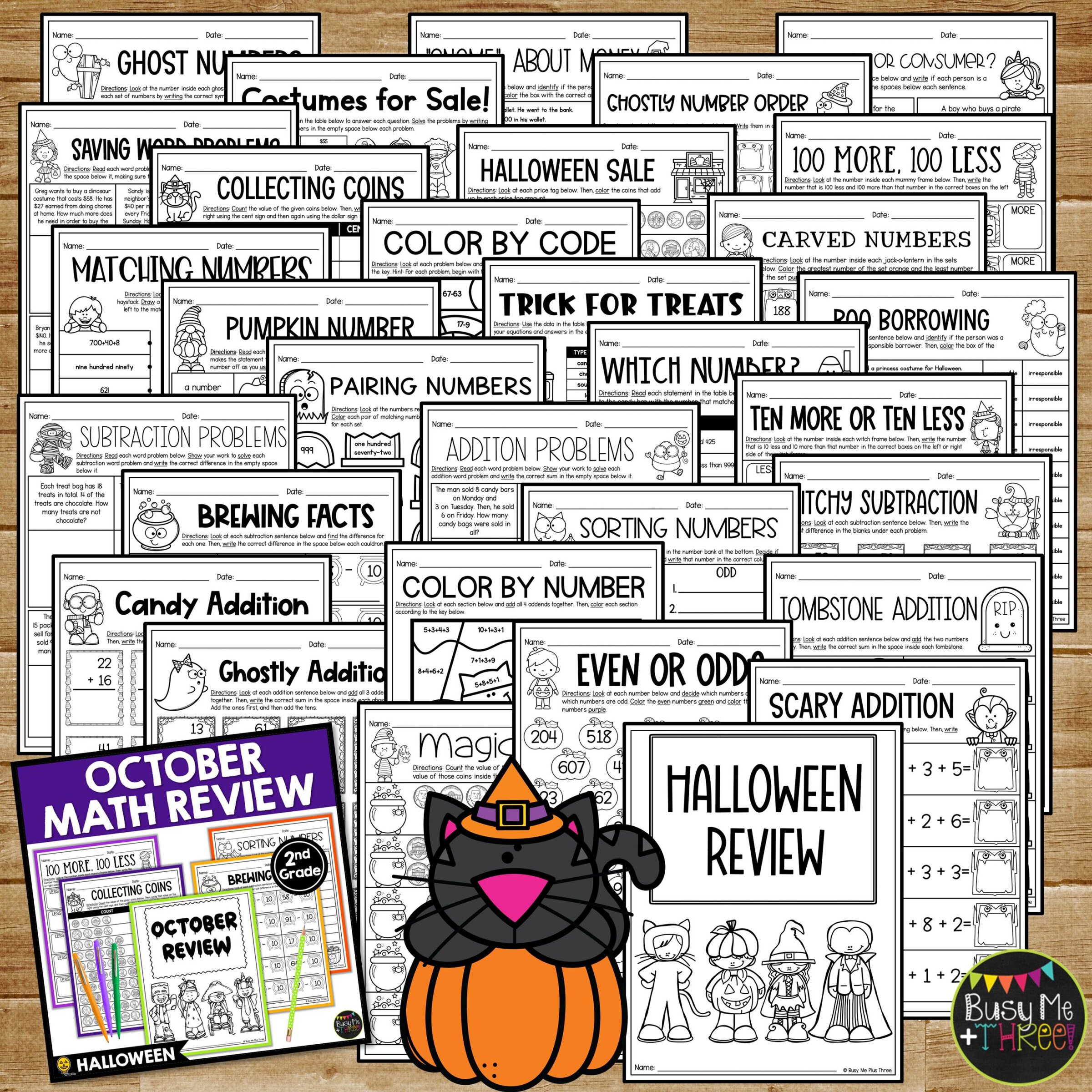 2nd Grade Halloween Math No Prep Worksheets October - Image 2