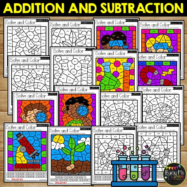 Science Color by Code Math Worksheets 1st and 2nd Grade - Teaching ...