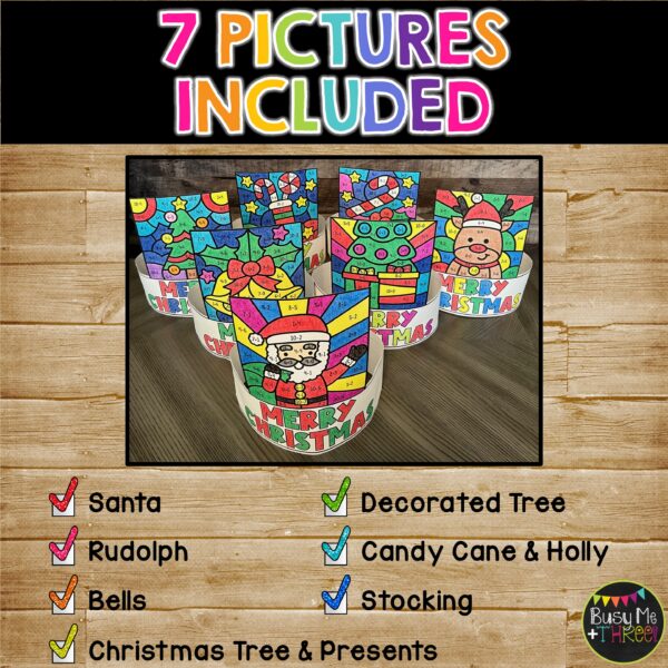 Christmas Color by Code Headbands Addition Subtraction - Teaching Ideas ...