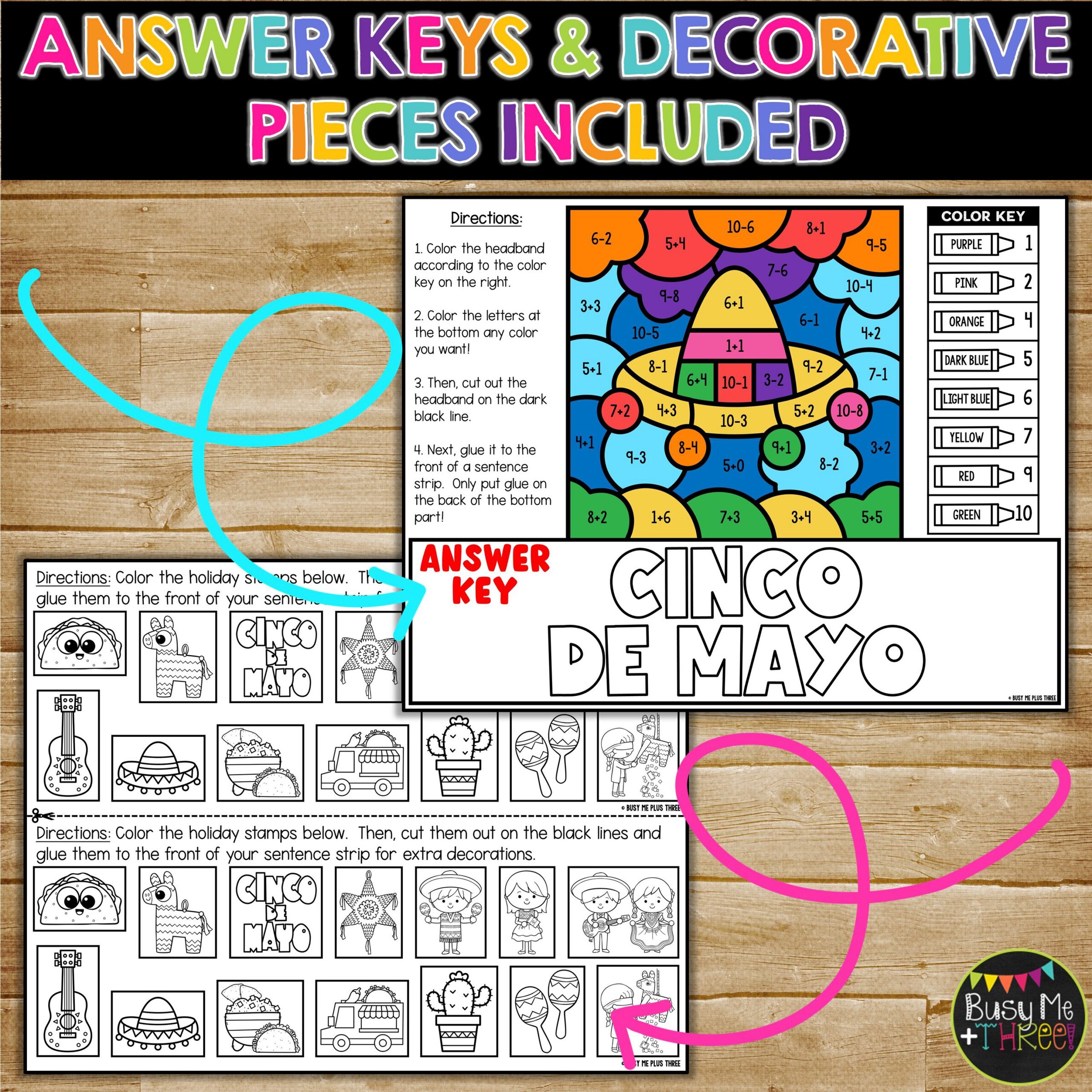 Cinco de Mayo Headbands Color by Code Math Activity - Teaching Ideas ...