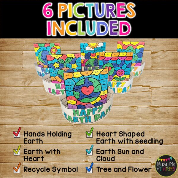 Earth Day Headbands Color by Code to 10 Math K-1 - Teaching Ideas Made Easy