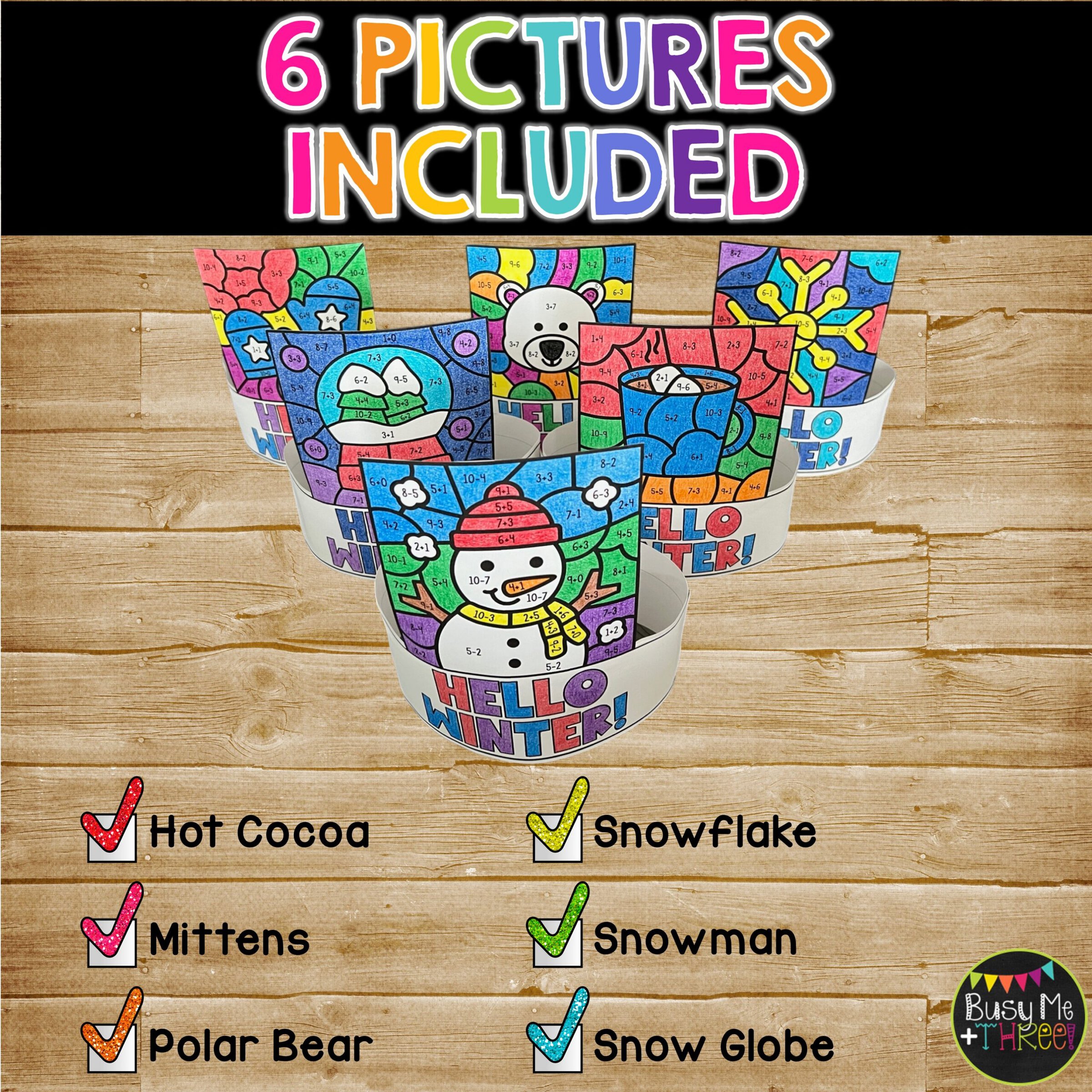 Winter Color by Code Headbands Math Activity - Image 3