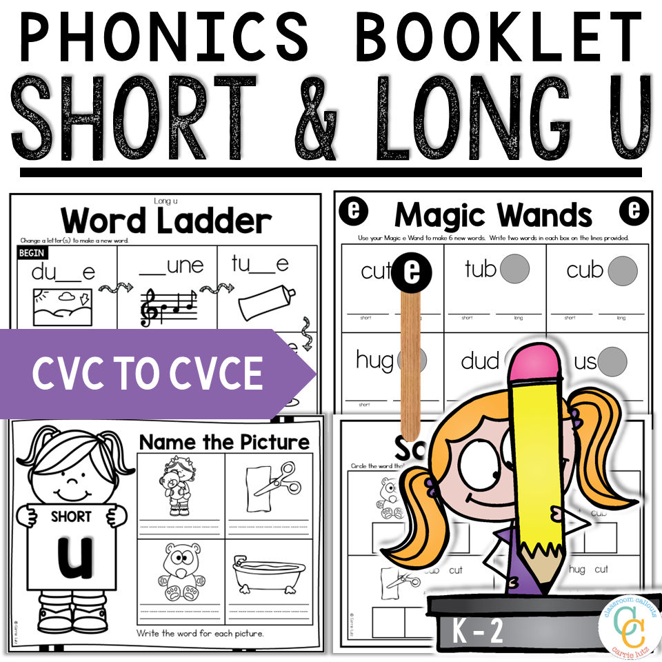 Short & Long U Phonics Booklet K-2 No Prep