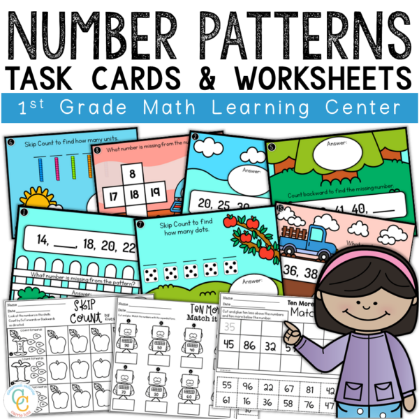 1st Grade Number Patterns Task Cards and Worksheets - Teaching Ideas ...