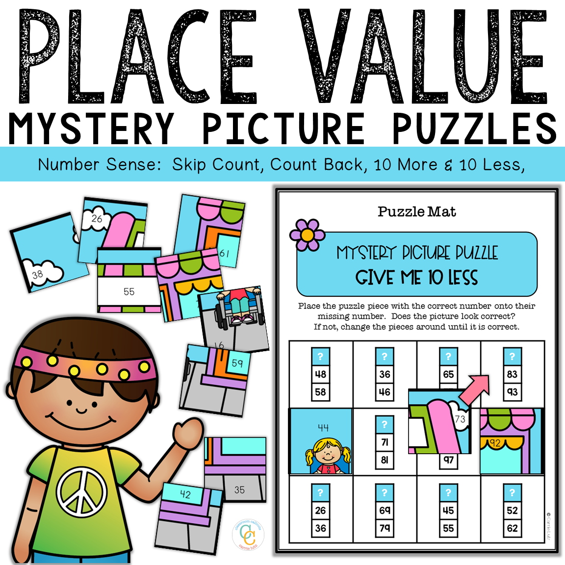 Number Patterns Mystery Picture Puzzles for 1st Grade Math Centers