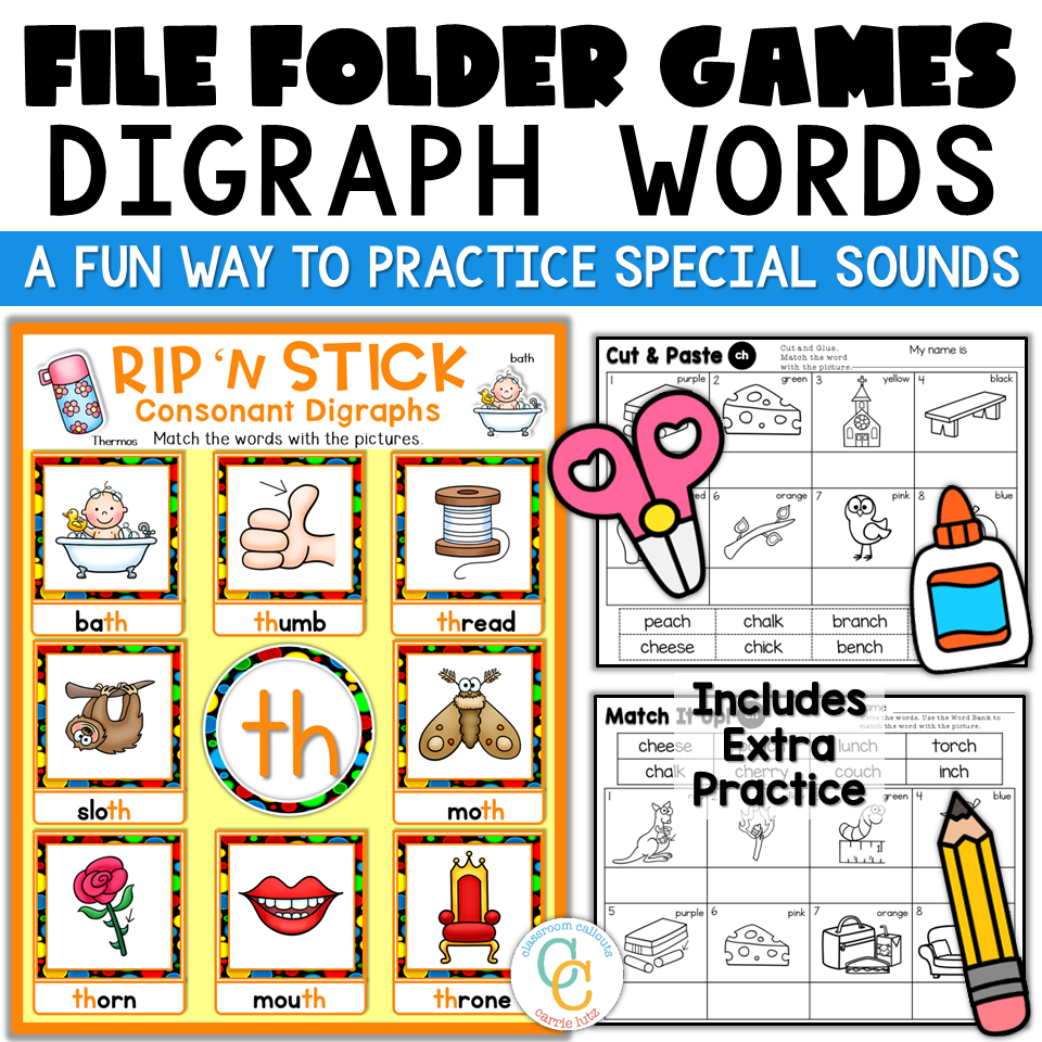 1st Grade Consonant Digraphs File Folder Activities