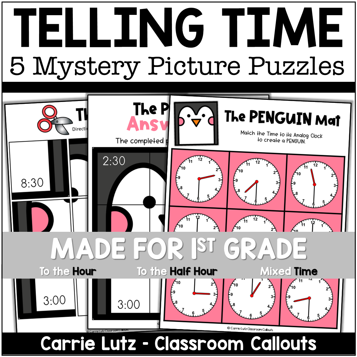Telling Time Mystery Picture Puzzles 1st Grade