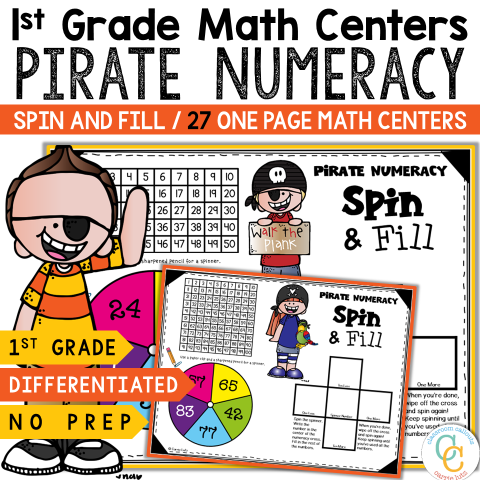 Pirate Numeracy 1st Grade | Spin and Fill Centers