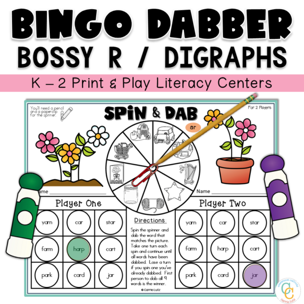 Bossy R Digraphs Bingo Dabber Phonics Centers K-2 - Teaching Ideas Made ...