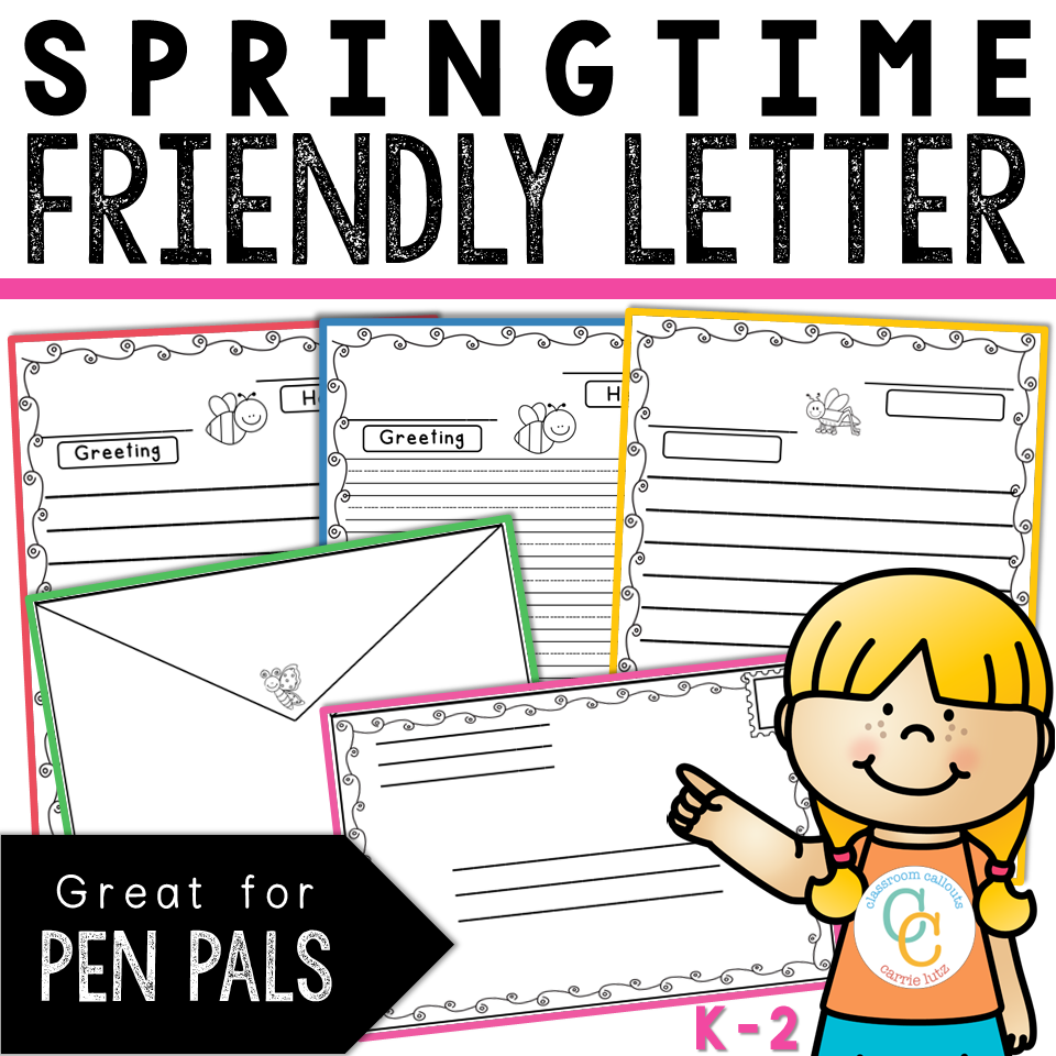 Friendly Letter Anchor Chart and Writing Templates K-2