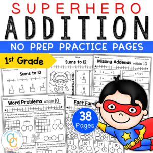 Superhero Addition Worksheets 1st Grade
