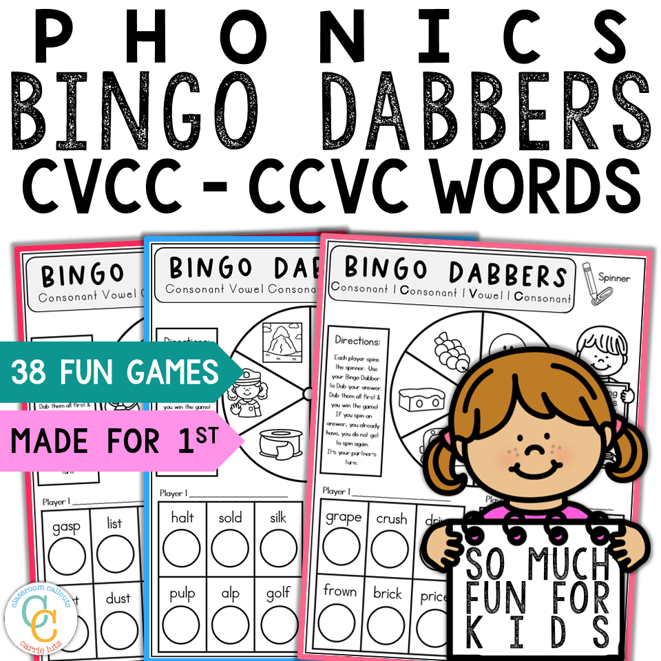 1st Grade CVCC CCVC Bingo Dabber Phonics Games