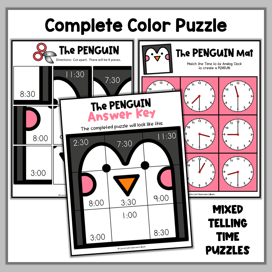 Telling Time Mystery Picture Puzzles 1st Grade - Image 4