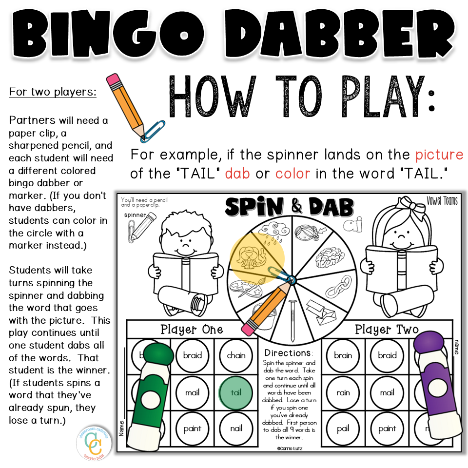 K-2 Diphthongs Vowel Teams Bingo Dabber Games - Image 3