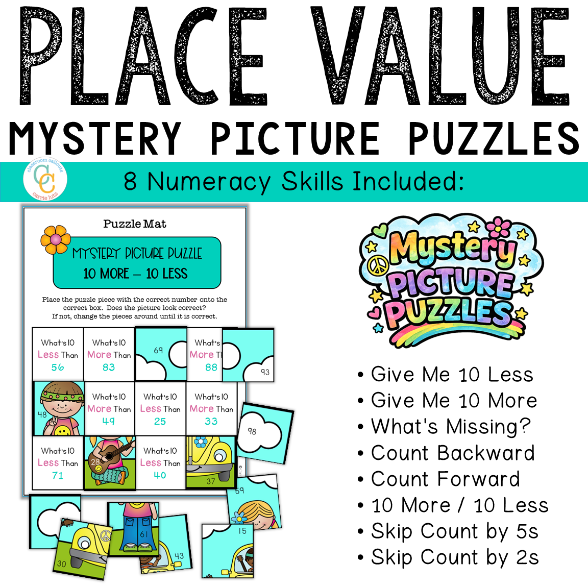Number Patterns Mystery Picture Puzzles for 1st Grade Math Centers - Image 3
