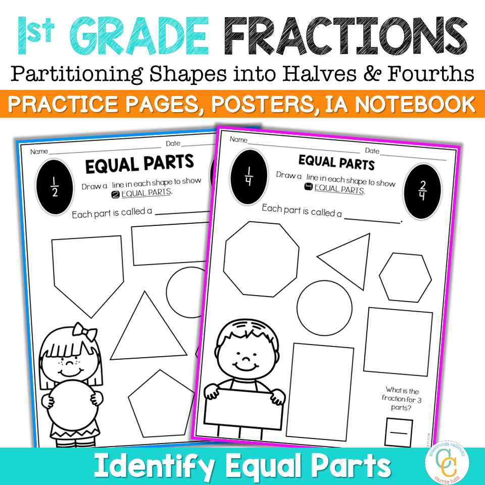 1st Grade Fractions Halves and Fourths No Prep Unit - Image 4