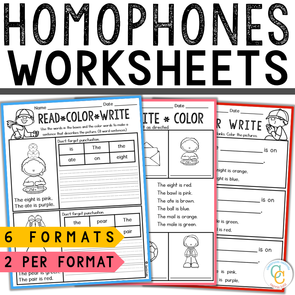 Homophones Worksheets K-2 - Homerun No Prep Activities - Image 3