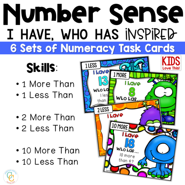 K-2 Number Sense I Have Who Has Games - Monster Theme - Teaching Ideas ...