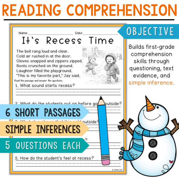 January Reading Comprehension 1st 2nd Grade | Winter Passages ...