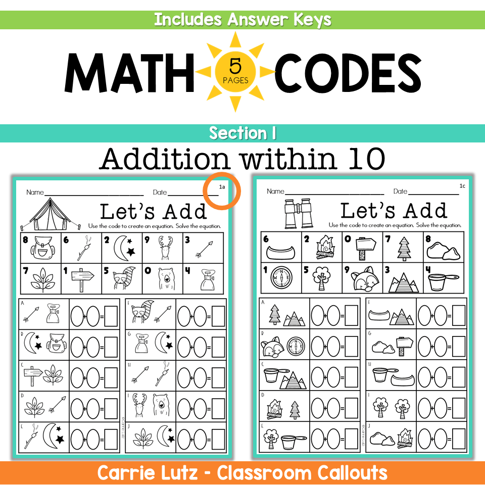 Crack the Code Math 1st Grade | Add Subtract within 20 - Teaching Ideas ...