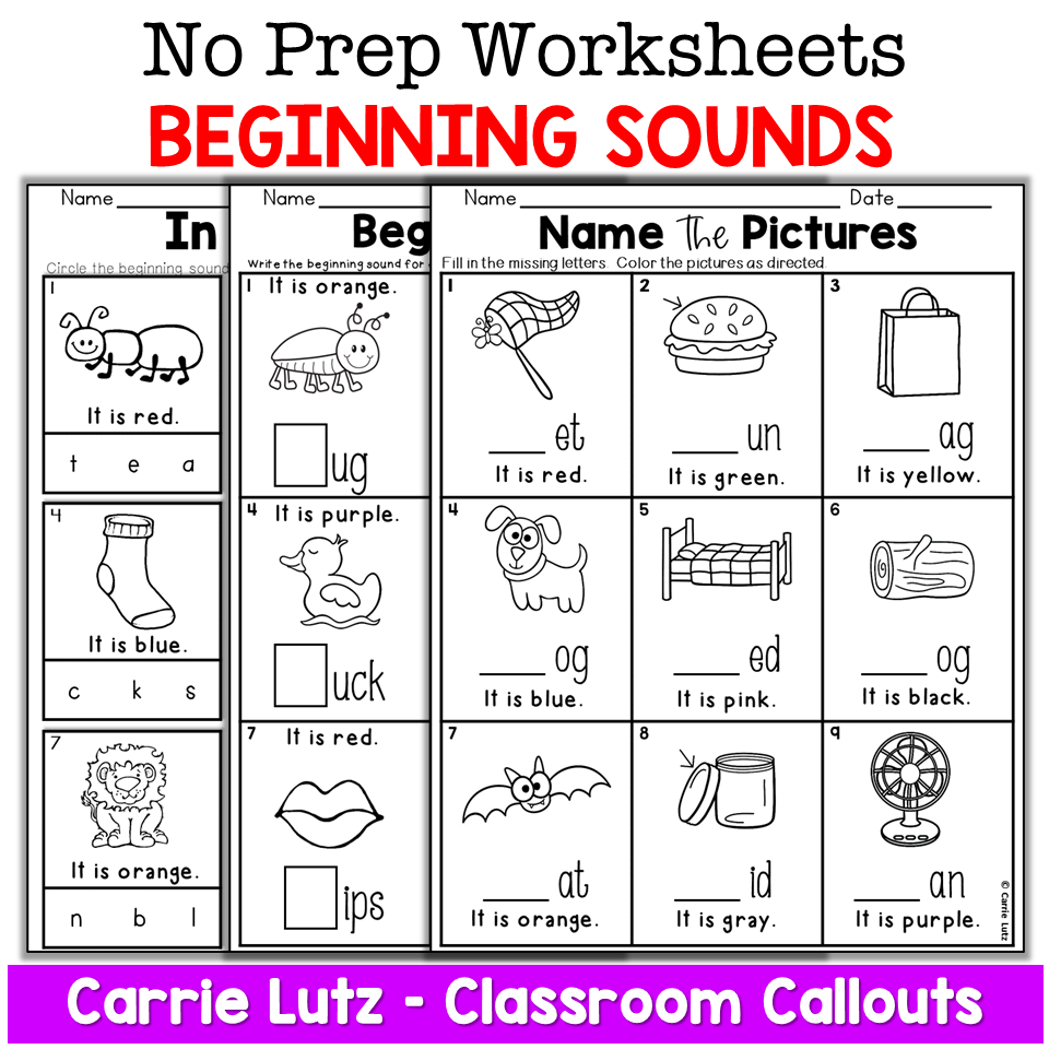 Phonics Worksheets First Grade No Prep Printables Beginning Sounds - Image 4