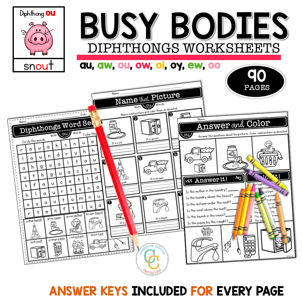 1st Grade Diphthongs No Prep Worksheets - Image 4