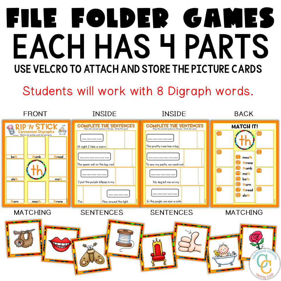 1st Grade Consonant Digraphs File Folder Activities - Image 4