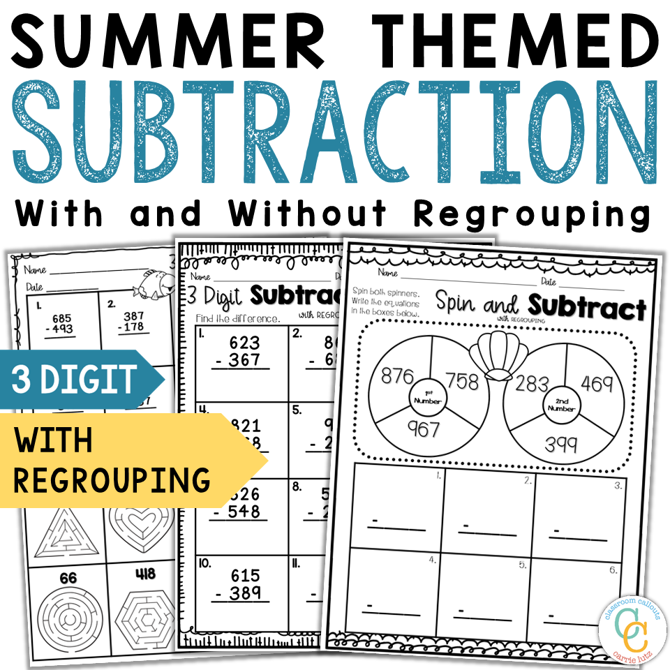 2nd Grade 3 Digit Subtraction Worksheets No Prep Summer - Image 4