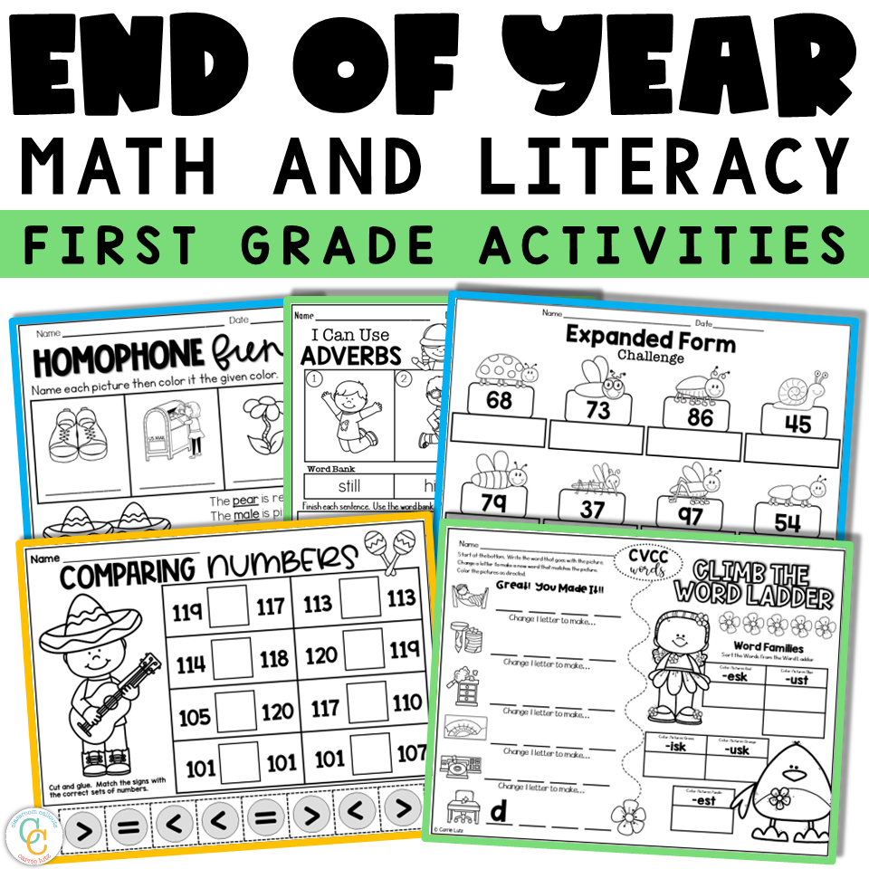 1st Grade May Math and Literacy Worksheets | No Prep End of Year Review - Image 4