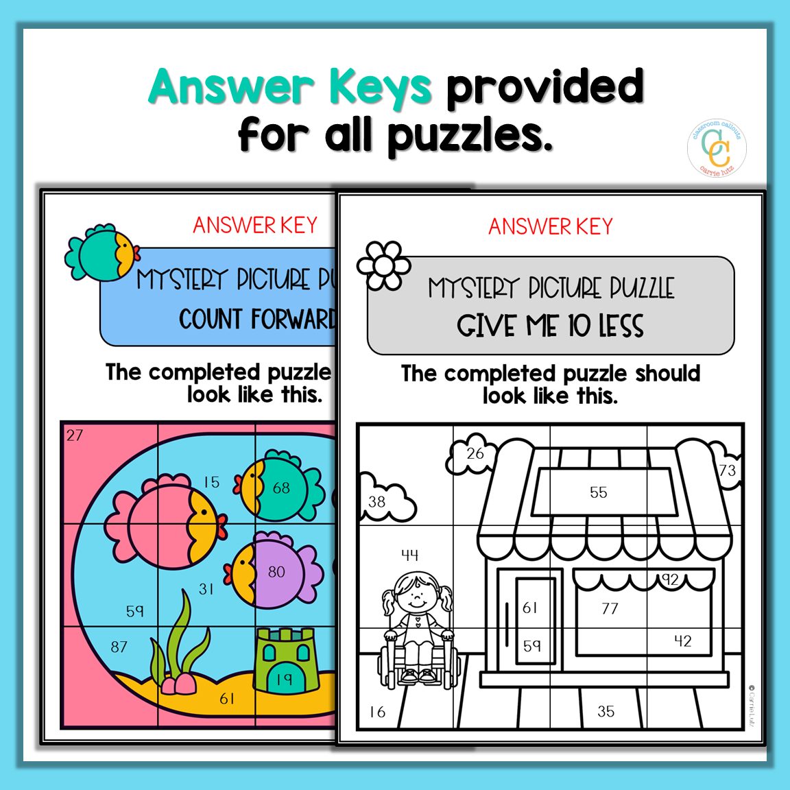 Number Patterns Mystery Picture Puzzles for 1st Grade Math Centers - Image 2