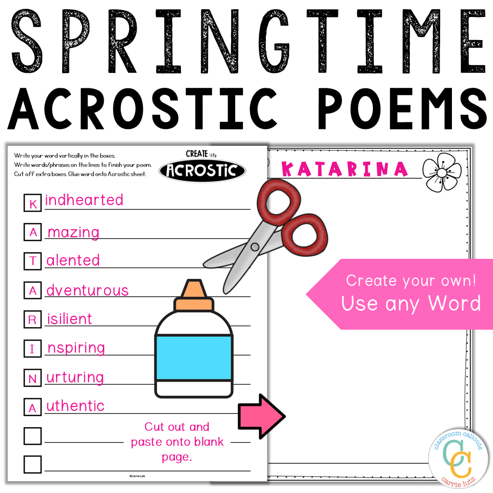 1st Grade Spring Acrostic Poem Templates - Image 2