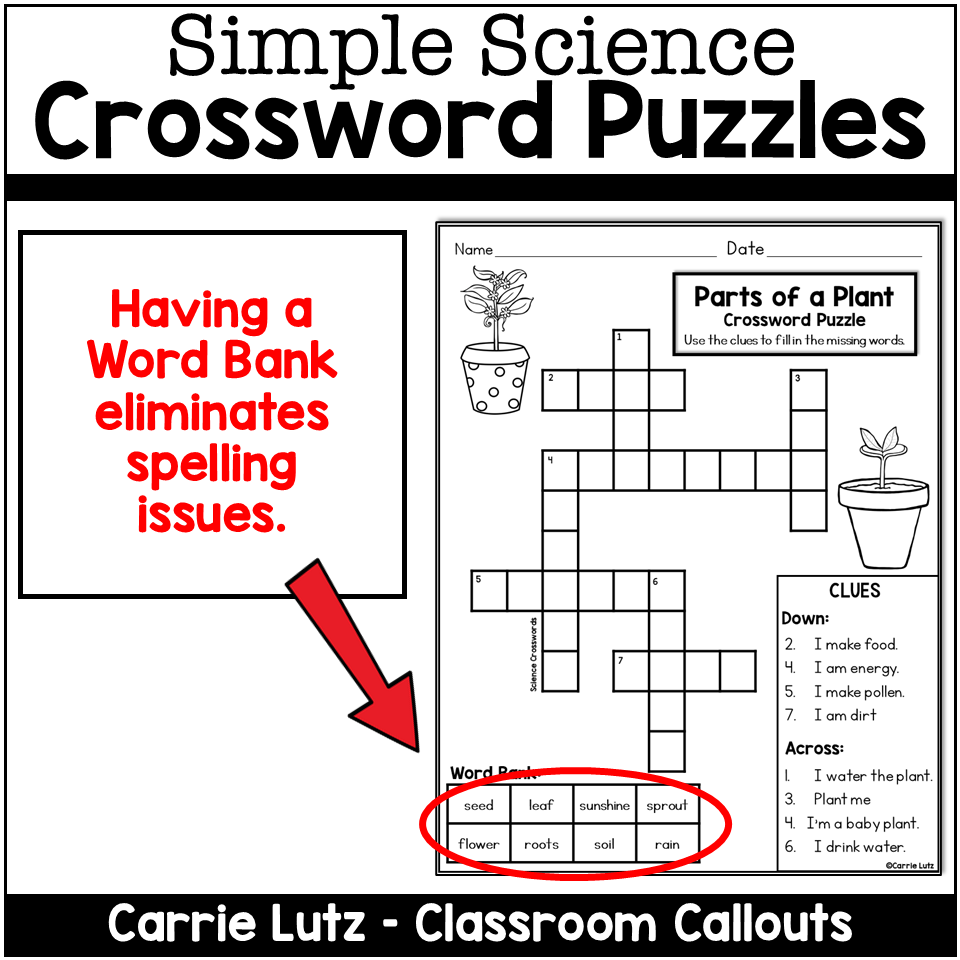 Science Crossword Puzzles 1st 2nd 3rd Grade | Simple Science Vocabulary - Image 4