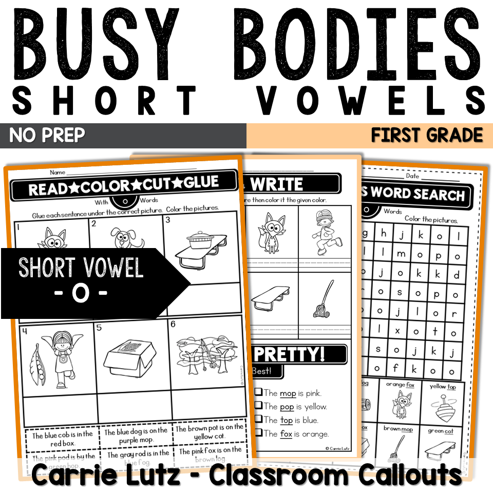1st Grade Short Vowels Worksheets No Prep CVC Activities - Teaching ...