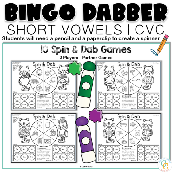 Short Vowels Bingo Dabber Games K-2 - Teaching Ideas Made Easy