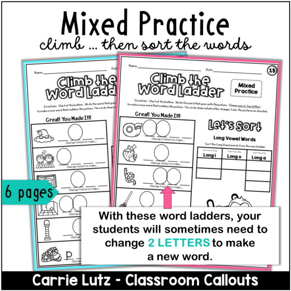 CVCe Word Ladders 1st Grade | Long Vowel Phonics No Prep - Teaching ...