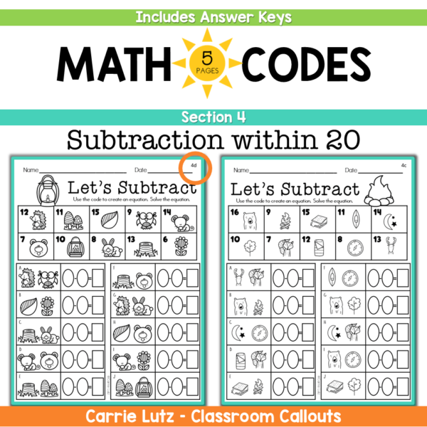 Crack the Code Math 1st Grade | Add Subtract within 20 - Teaching Ideas ...